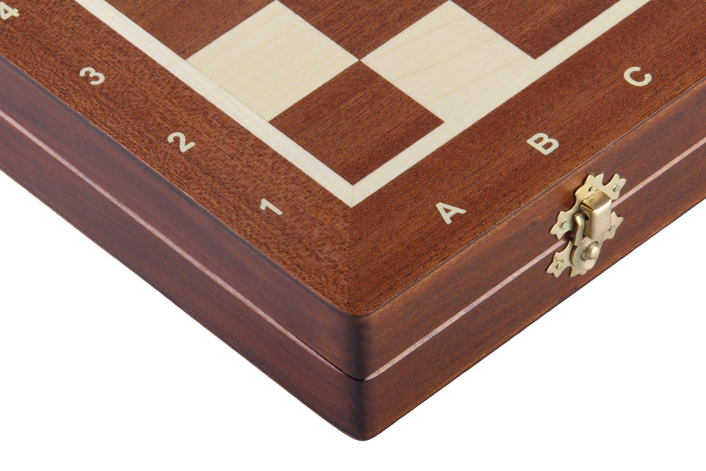 Large Magnetic Chess Set 35cm - Folding Mahogany/Sycamore with Insert – image 2