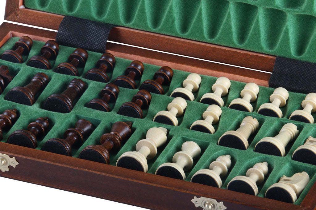 Large Magnetic Chess Set 35cm - Folding Mahogany/Sycamore with Insert – image 3
