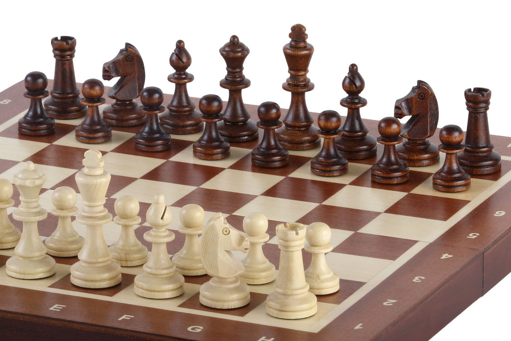 Large Magnetic Chess Set 35cm - Folding Mahogany/Sycamore with Insert