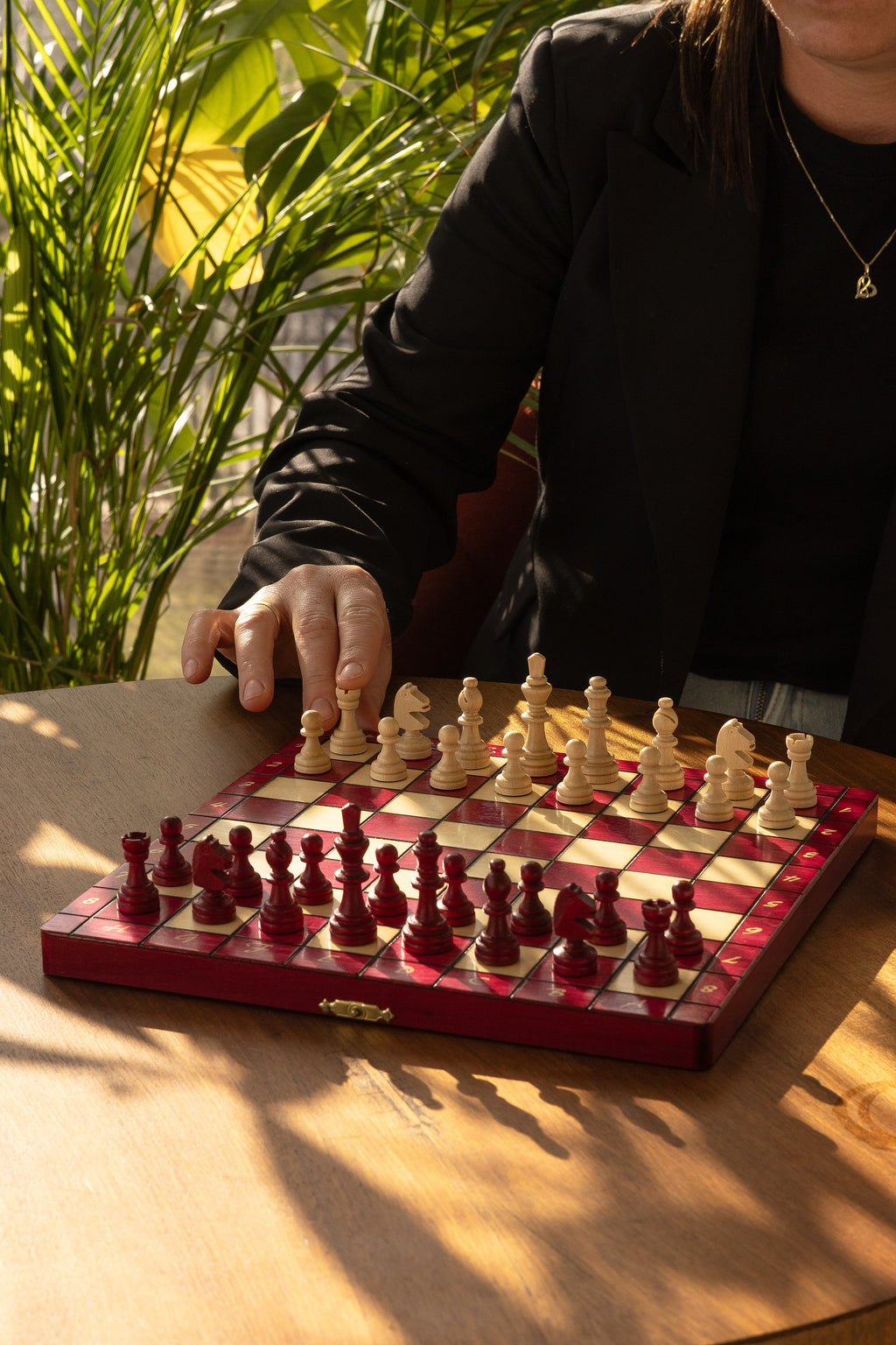 Magnetic Folding Chess Set with Insert — Cherry, ~36 cm – image 8