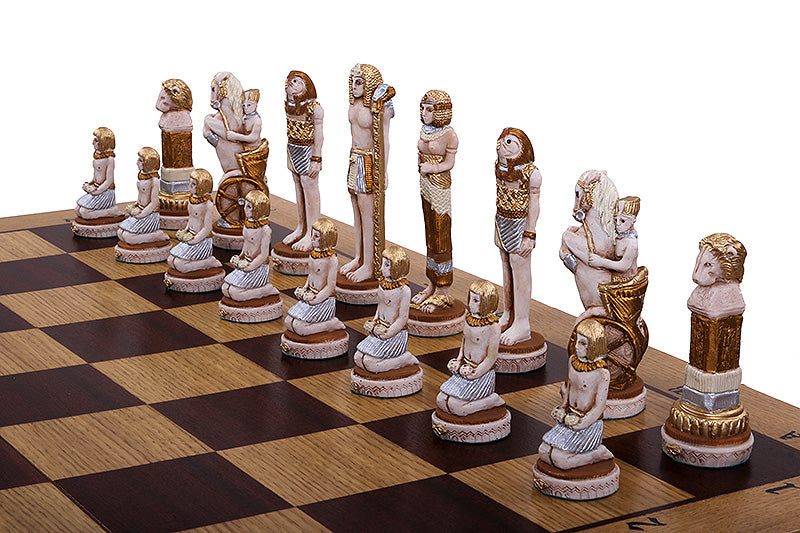 EGYPT Chess Set 65x65cm – Hand-Painted Stone Pieces with Mahogany Inlay Board – image 8