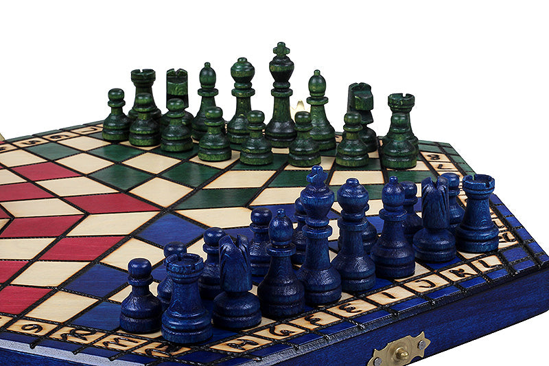 Three Player Chess Set Tricolour 32x28cm – Hexagonal Board with Coloured Pieces – image 10