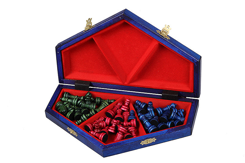 Three Player Chess Set Tricolour 32x28cm – Hexagonal Board with Coloured Pieces – image 5