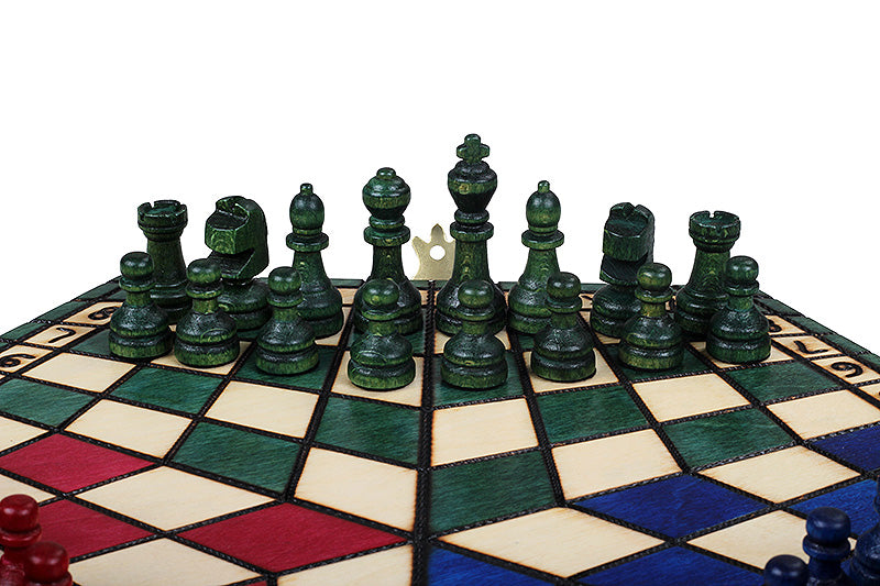 Three Player Chess Set Tricolour 32x28cm – Hexagonal Board with Coloured Pieces – image 6