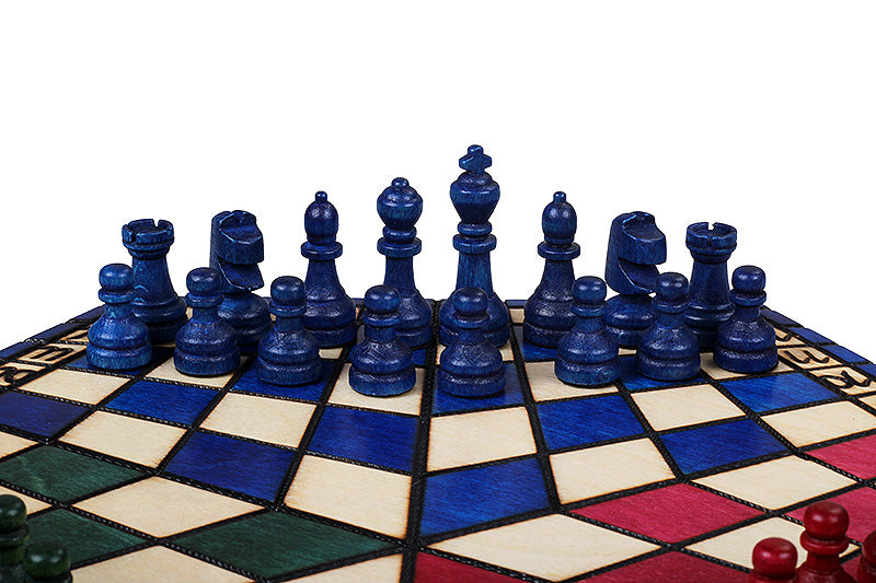 Three Player Chess Set Tricolour 32x28cm – Hexagonal Board with Coloured Pieces – image 7