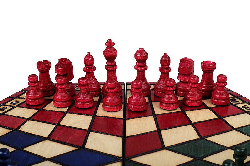 Three Player Chess Set Tricolour 32x28cm – Hexagonal Board with Coloured Pieces – image 8