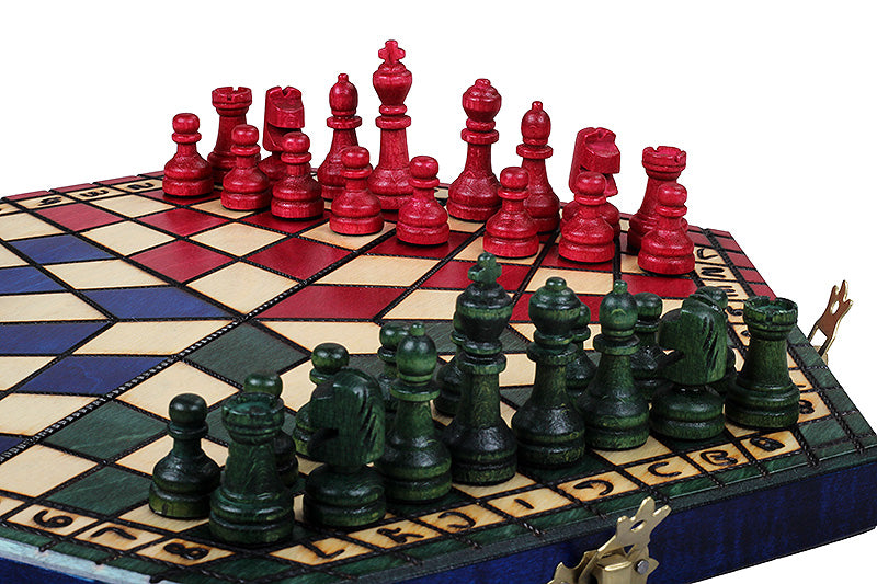 Three Player Chess Set Tricolour 32x28cm – Hexagonal Board with Coloured Pieces – image 9