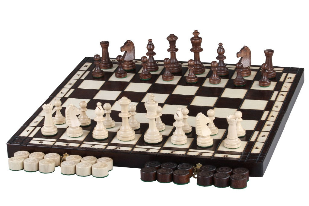 Chess & Checkers 2-in-1 Set 50x50cm – Hand-Carved Hornbeam Folding Board