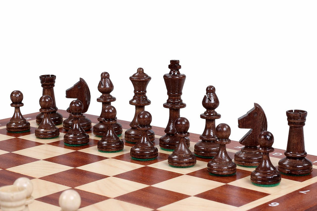 Tournament Chess Set No.3 35x35cm – Mahogany & Sycamore Inlaid Board – image 3