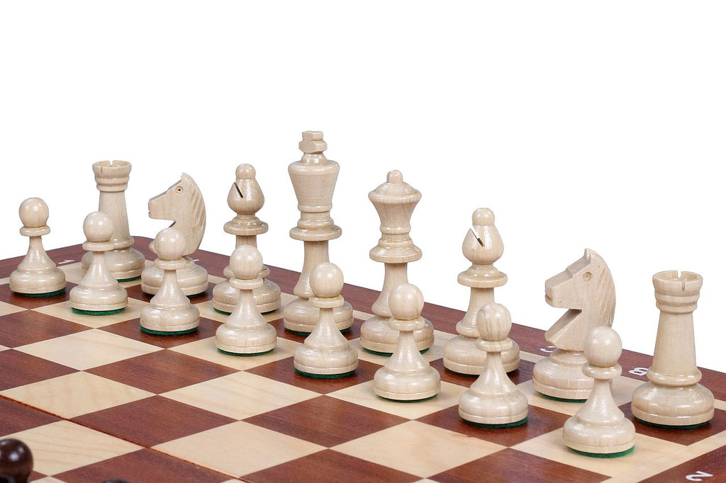 Tournament Chess Set No.3 35x35cm – Mahogany & Sycamore Inlaid Board