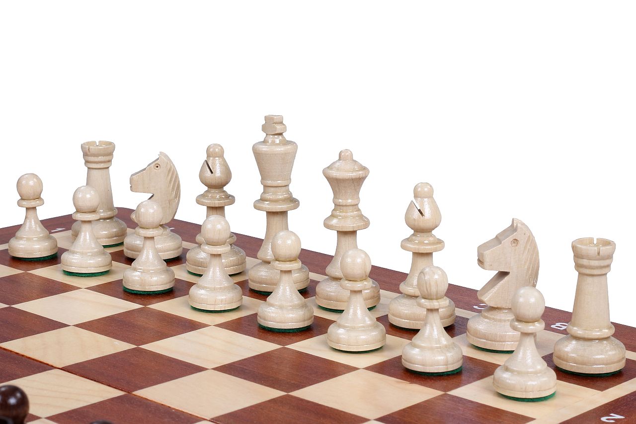 Tournament Chess Set No.3 35x35cm – Mahogany & Sycamore Inlaid Board