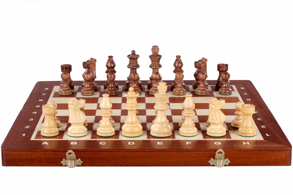 Tournament Chess Set No. 5 - Mahogany Board + 3.5" French Acacia Pieces – image 2