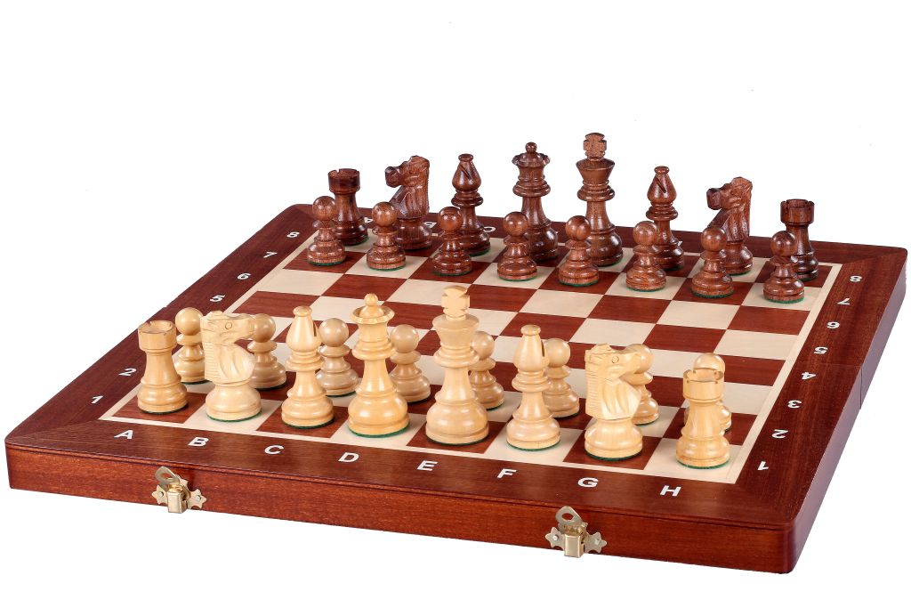 Tournament Chess Set No. 5 - Mahogany Board + 3.5" French Acacia Pieces – image 3