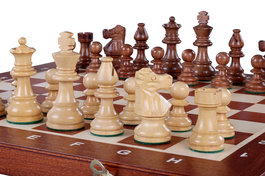 Tournament Chess Set No. 5 - Mahogany Board + 3.5" French Acacia Pieces