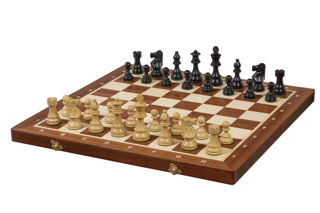 Tournament Chess Set No.6 – French Ebonised 3.75" Pieces & Intarsia Board
