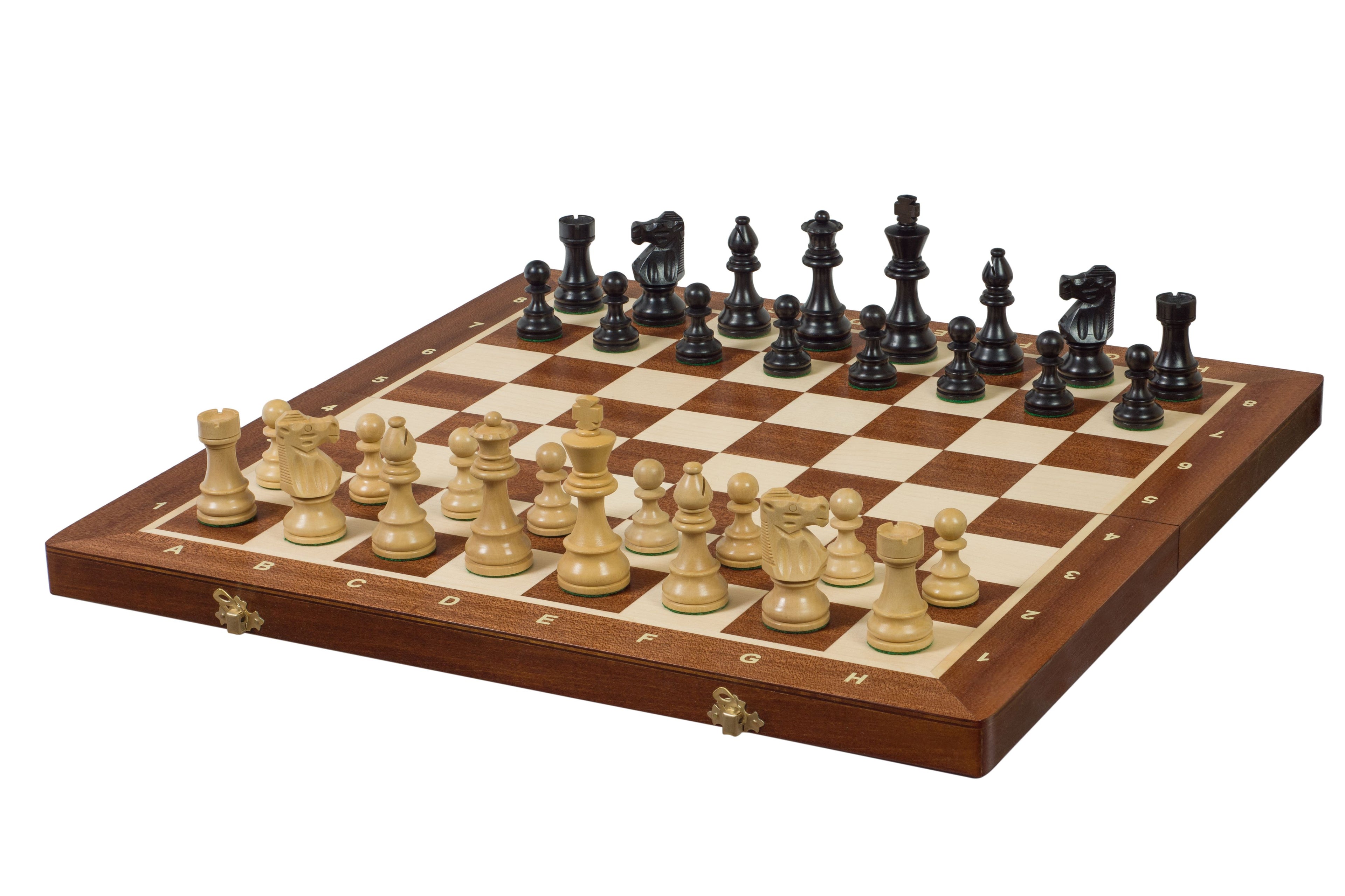 Tournament Chess Set No.6 – French Ebonised 3.75" Pieces & Intarsia Board