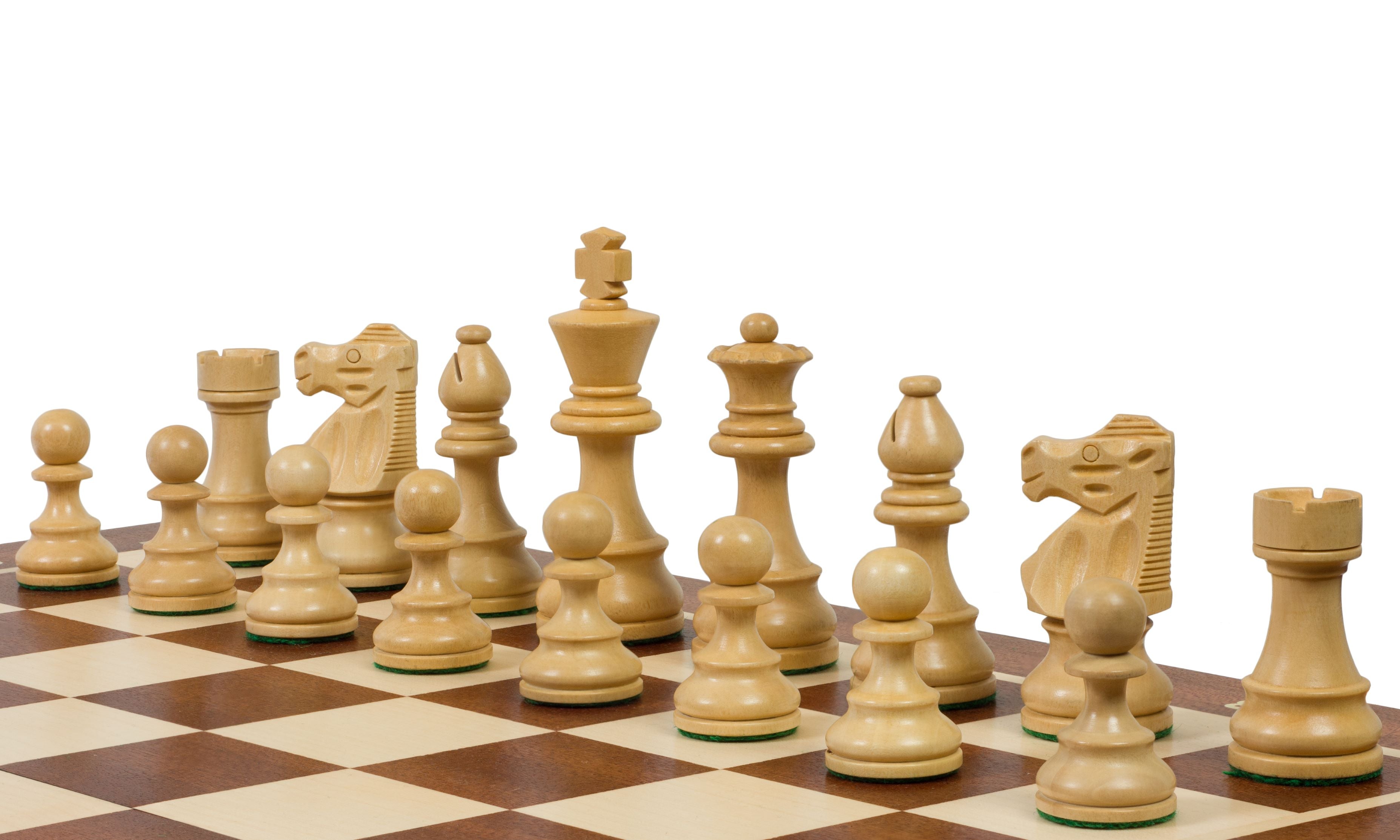 Tournament Chess Set No.6 – French Ebonised 3.75" Pieces & Intarsia Board – image 3