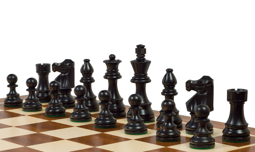 Tournament Chess Set No.6 – French Ebonised 3.75" Pieces & Intarsia Board – image 4