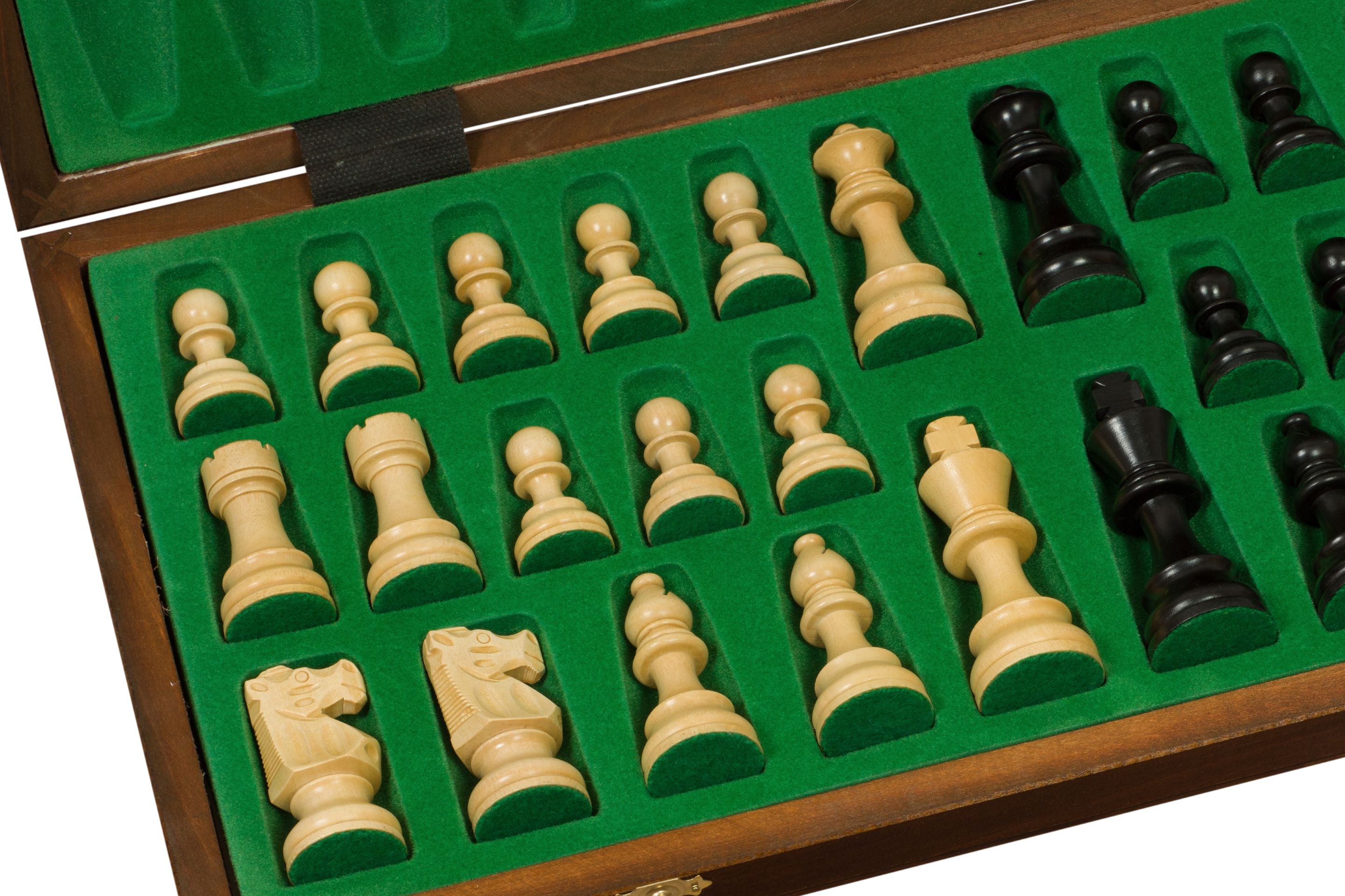 Tournament Chess Set No.6 – French Ebonised 3.75" Pieces & Intarsia Board – image 2