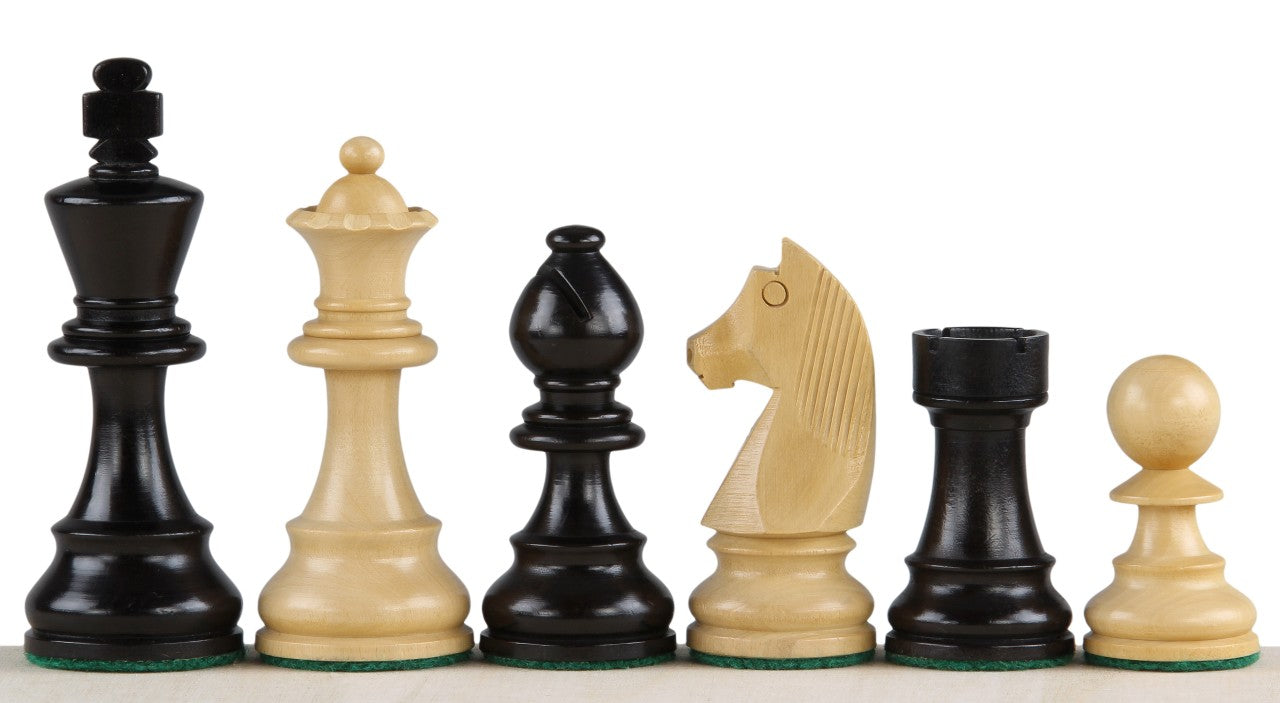 German Staunton Chess Pieces 3.5" - Ebonized Boxwood Weighted Set with Extra Queens