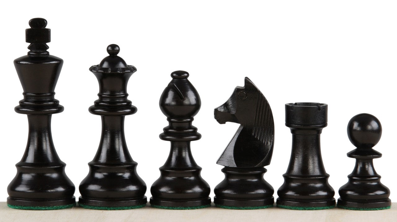 German Knight Chess Pieces 4" – Ebonized & Boxwood Weighted Classic Set – image 2