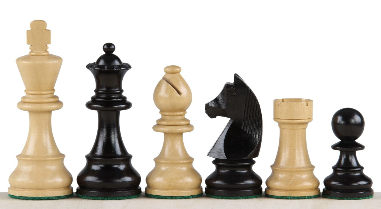German Knight Chess Pieces 4" – Ebonized & Boxwood Weighted Classic Set – image 3