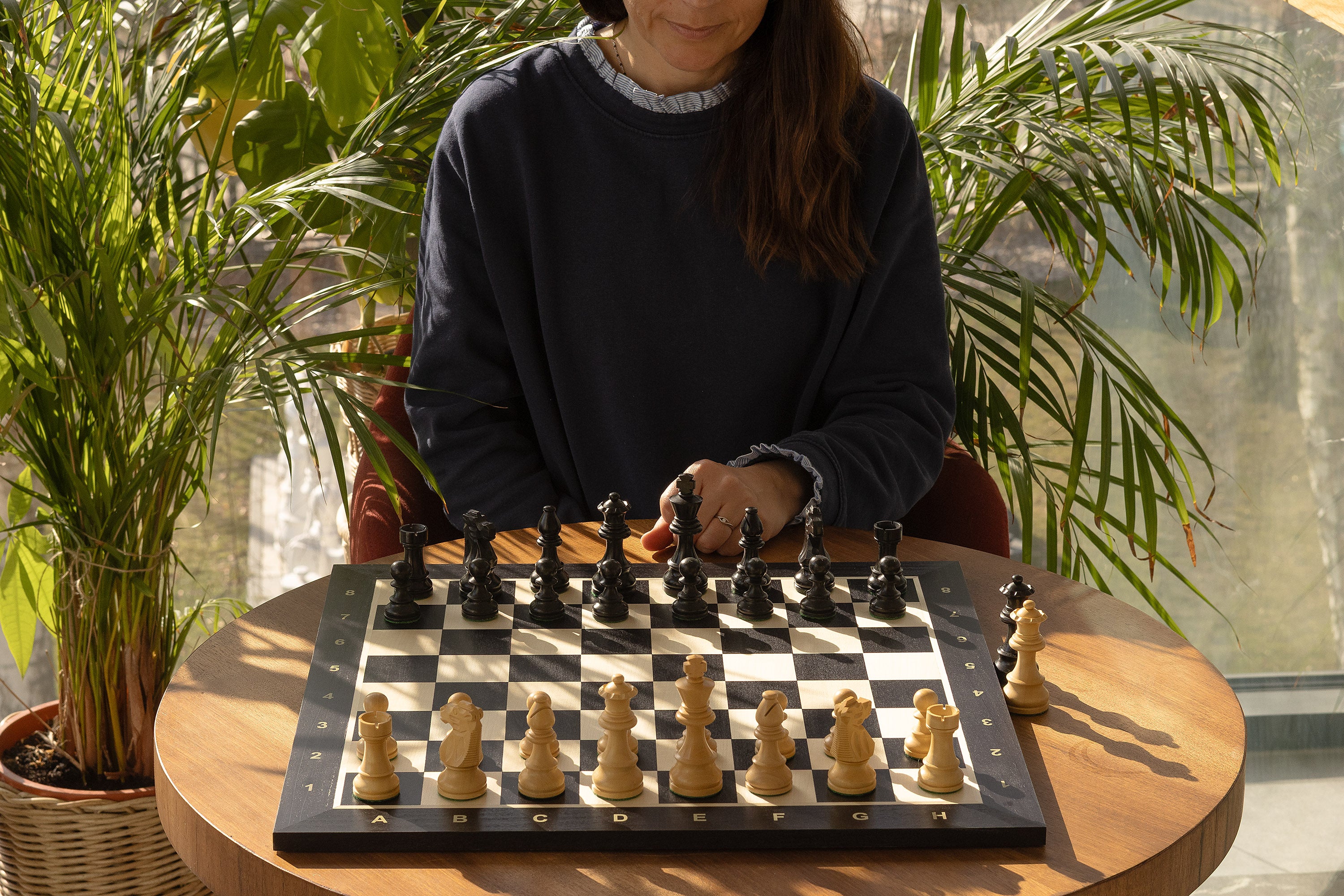 No.6 Black Chessboard + 3.75" French Ebonised Pieces — Tournament Set – image 11