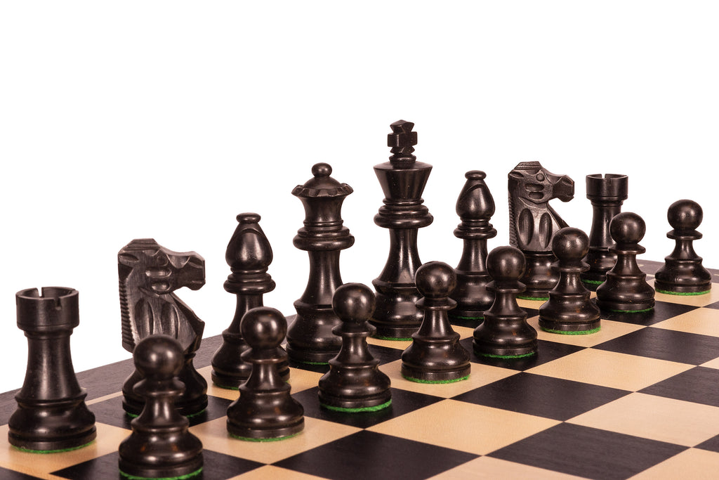 No.6 Black Chessboard + 3.75" French Ebonised Pieces — Tournament Set – image 6