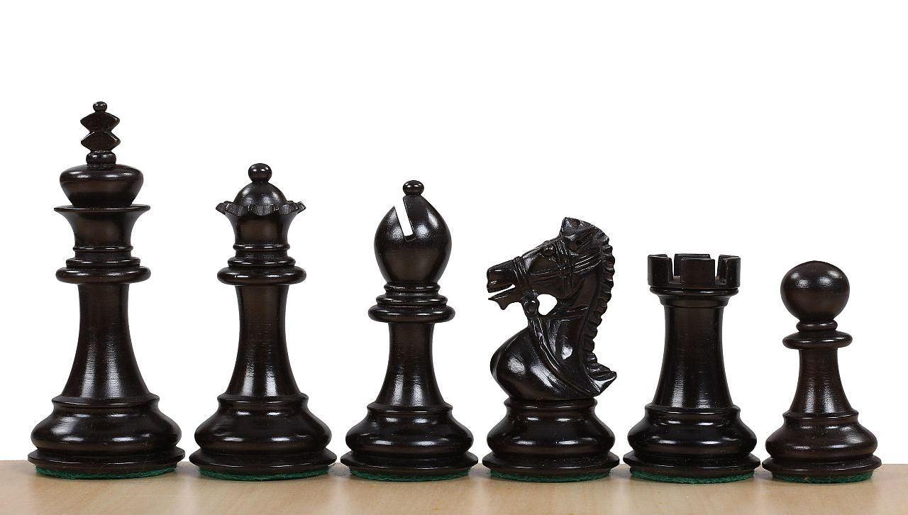 Kings Bridal Chess Pieces 3.5" - Ebonized Boxwood Weighted Set with Extra Queens – image 2