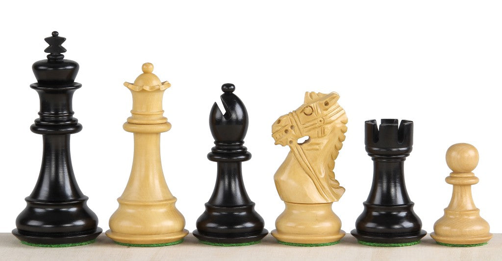 King's Bridal Chess Pieces 3.75" – Ebonized & Boxwood Weighted Set with Extra Queens