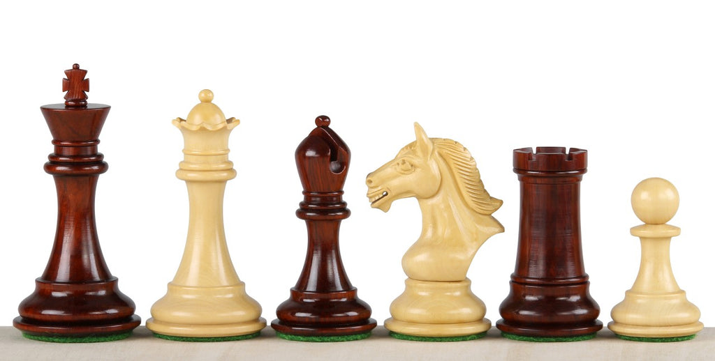 Derby Chess Pieces 4" - Redwood Boxwood Weighted Luxury Set