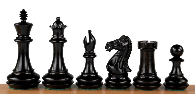 Chamfered Base Ebony Chess Pieces 4 inch - Ultra-Luxury Hand-Carved – image 3