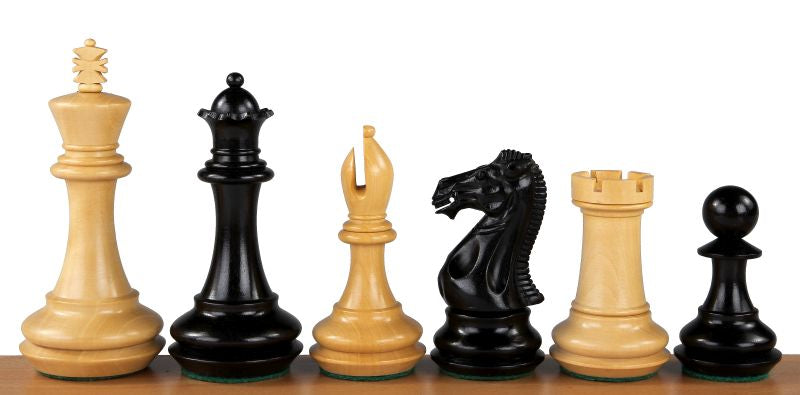 Chamfered Base Chess Pieces 4.25" – Ebony & Boxwood Weighted Luxury Set