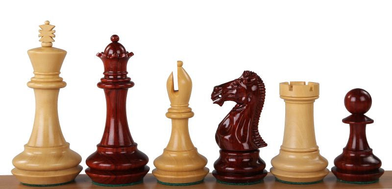 Chamfered Base Paduk Chess Pieces 4 inch - Premium Hand-Carved Wood