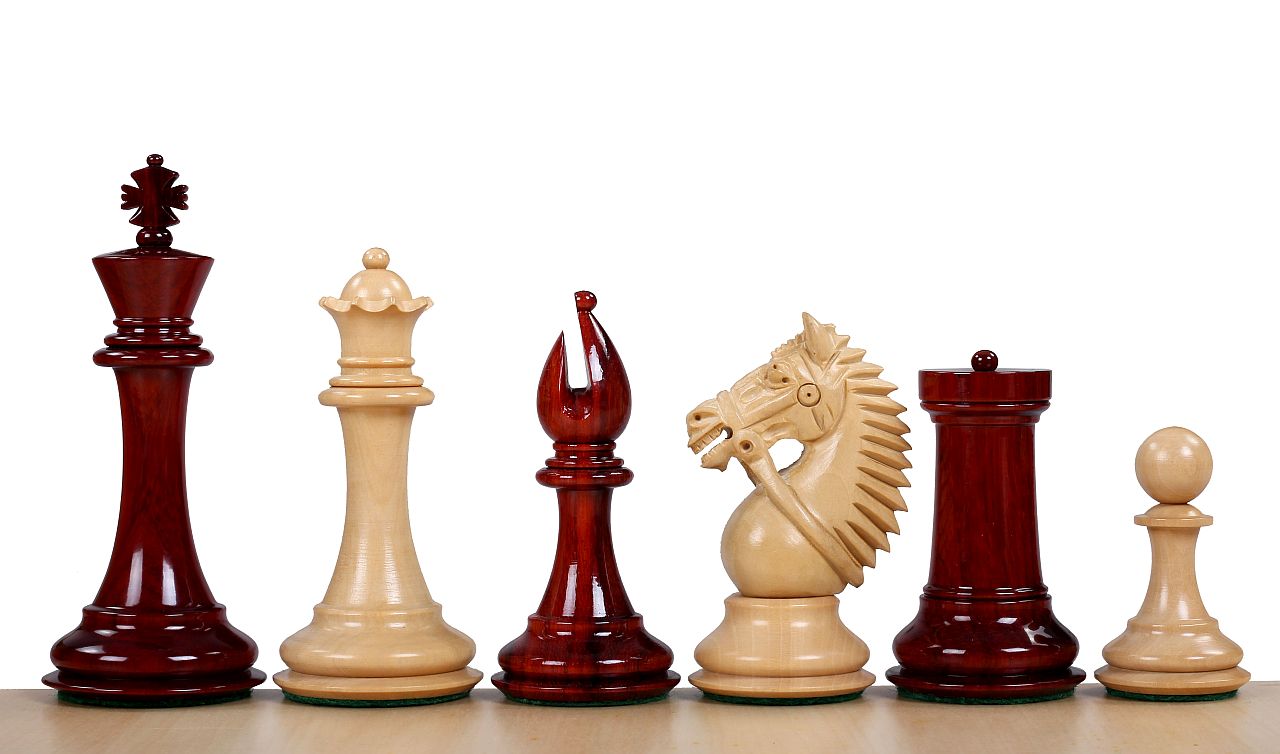 Made in America Chess Pieces 4" - Paduk Boxwood Weighted Luxury Set