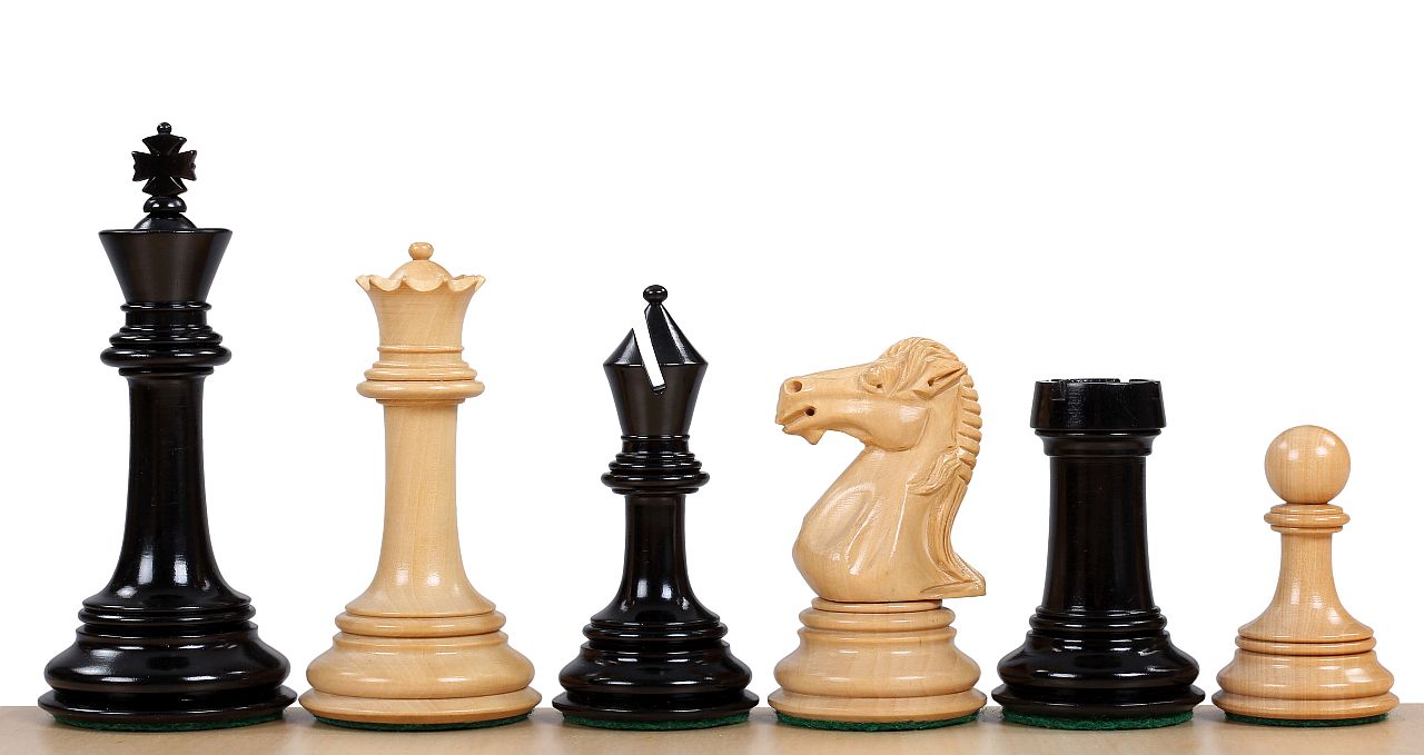 Parthenon Chess Pieces 4" - Ebony Boxwood Weighted Luxury Heirloom Set