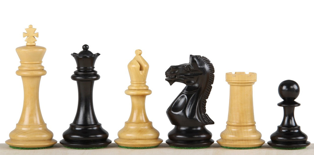 Polish Head Ebony Chess Pieces 3.75" - Premium Wooden Set
