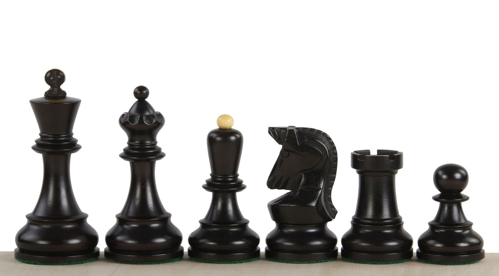 Dubrovnik Chess Pieces 3.75" - Ebonised Bobby Fischer Design Tournament Set