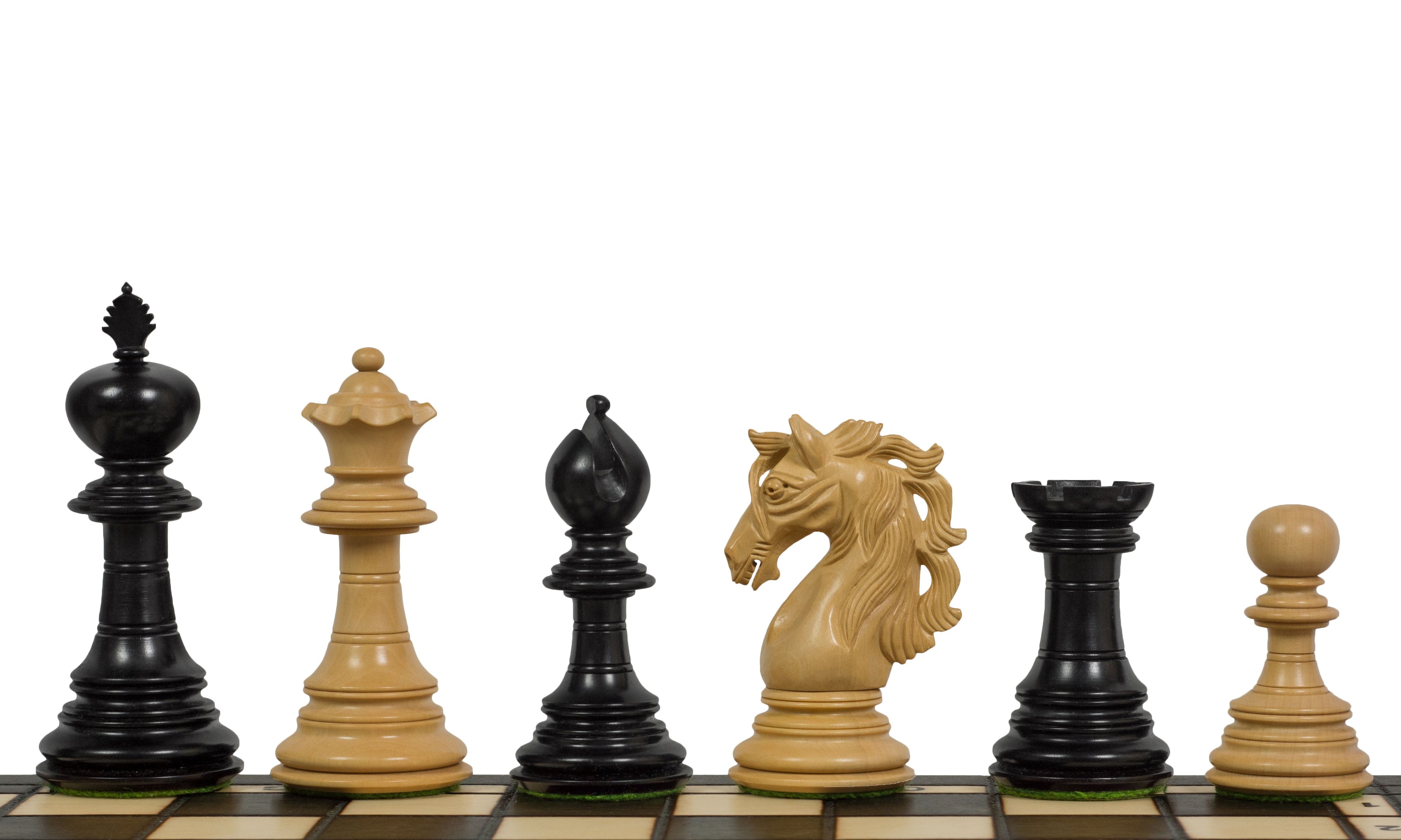 Adios Chess Pieces 4" – Ebony & Beech, Premium Indian