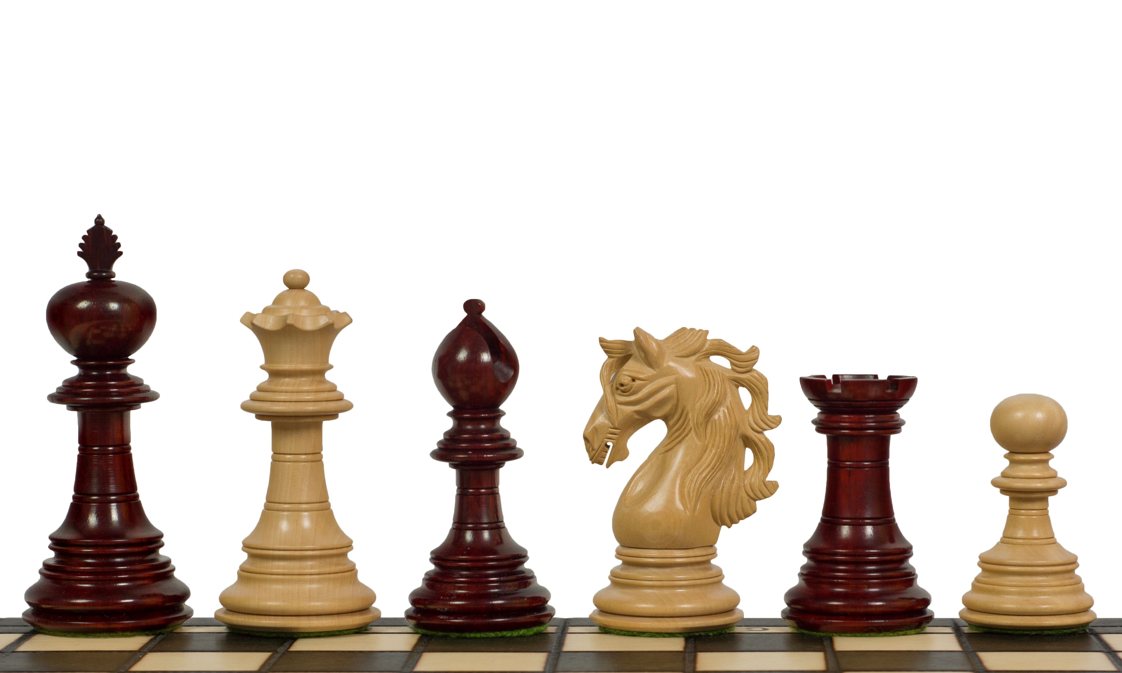 Adios Chess Pieces 4" – Padauk & Boxwood, Premium Indian