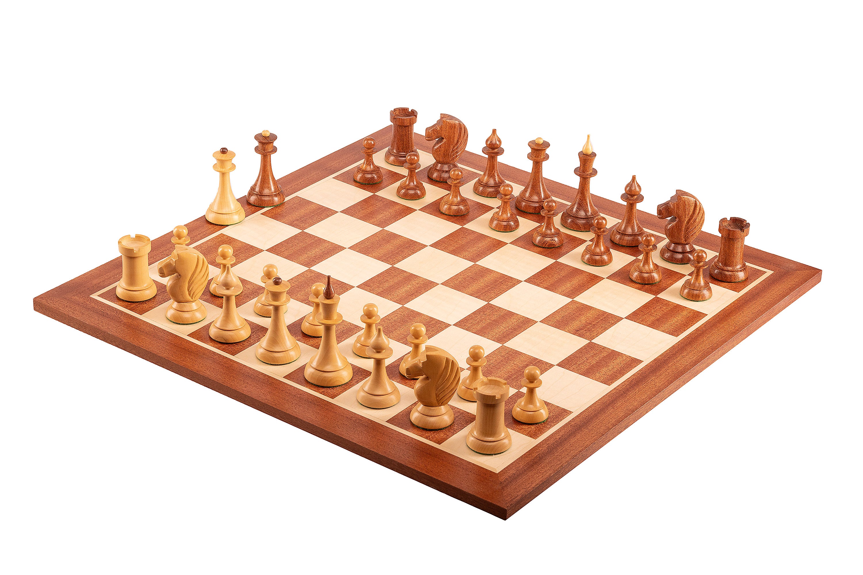 Queen's Gambit 1957 Chess Pieces – Indian Acacia & Boxwood, 3.75" King – image 7