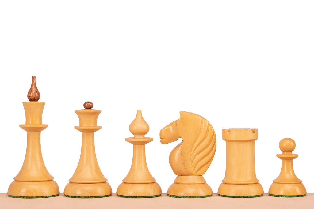 Queen's Gambit 1957 Chess Pieces – Indian Acacia & Boxwood, 3.75" King – image 3