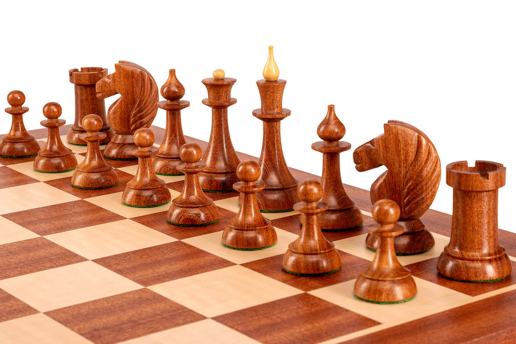 Queen's Gambit 1957 Chess Pieces – Indian Acacia & Boxwood, 3.75" King – image 6