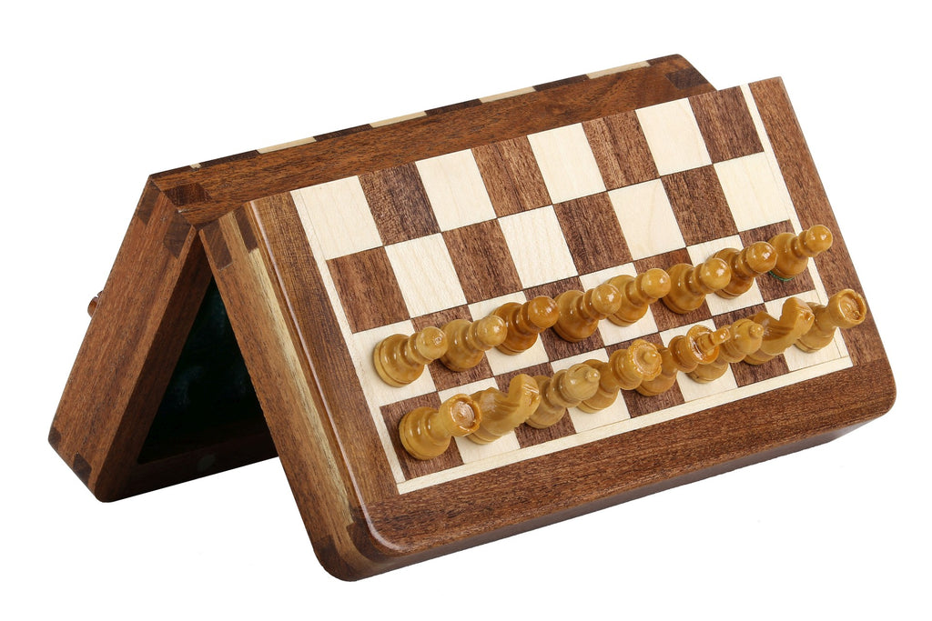 7 Inch Magnetic Chess Set - Portable Folding Acacia Wood Board – image 7