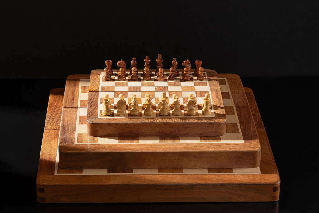 7 Inch Magnetic Chess Set - Portable Folding Acacia Wood Board – image 4