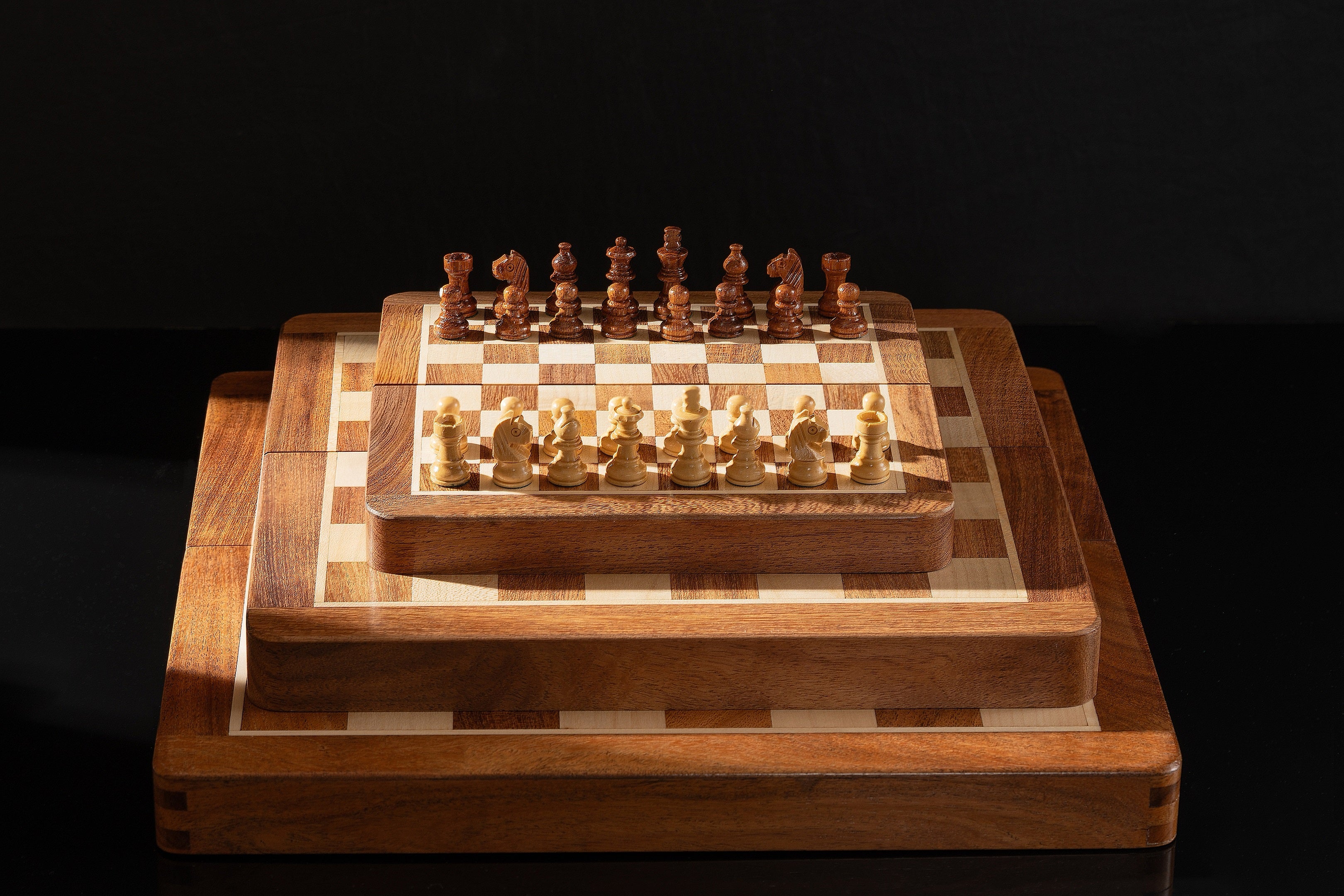 7 Inch Magnetic Chess Set - Portable Folding Acacia Wood Board – image 4