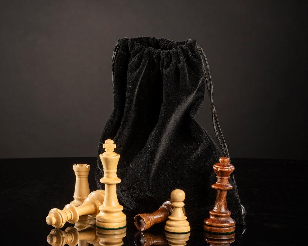 Staunton No.5 Chess Pieces 85mm – Hand-Carved Wooden Art Set in Bag – image 2