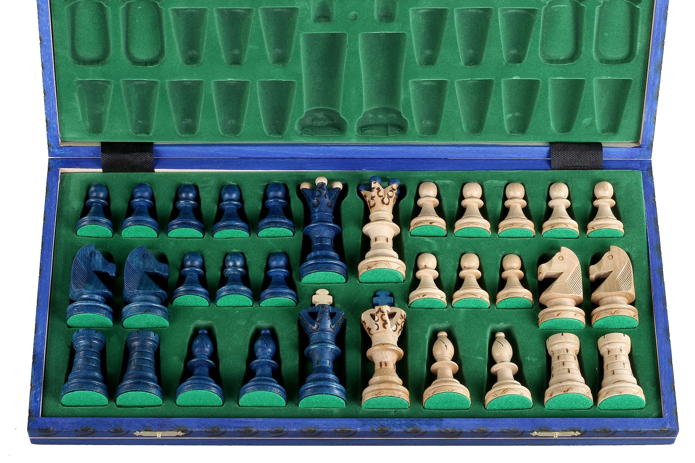 AMBASSADOR New Line Chess Set Blue 55x55cm – Luxury Burnished Folding Board – image 4