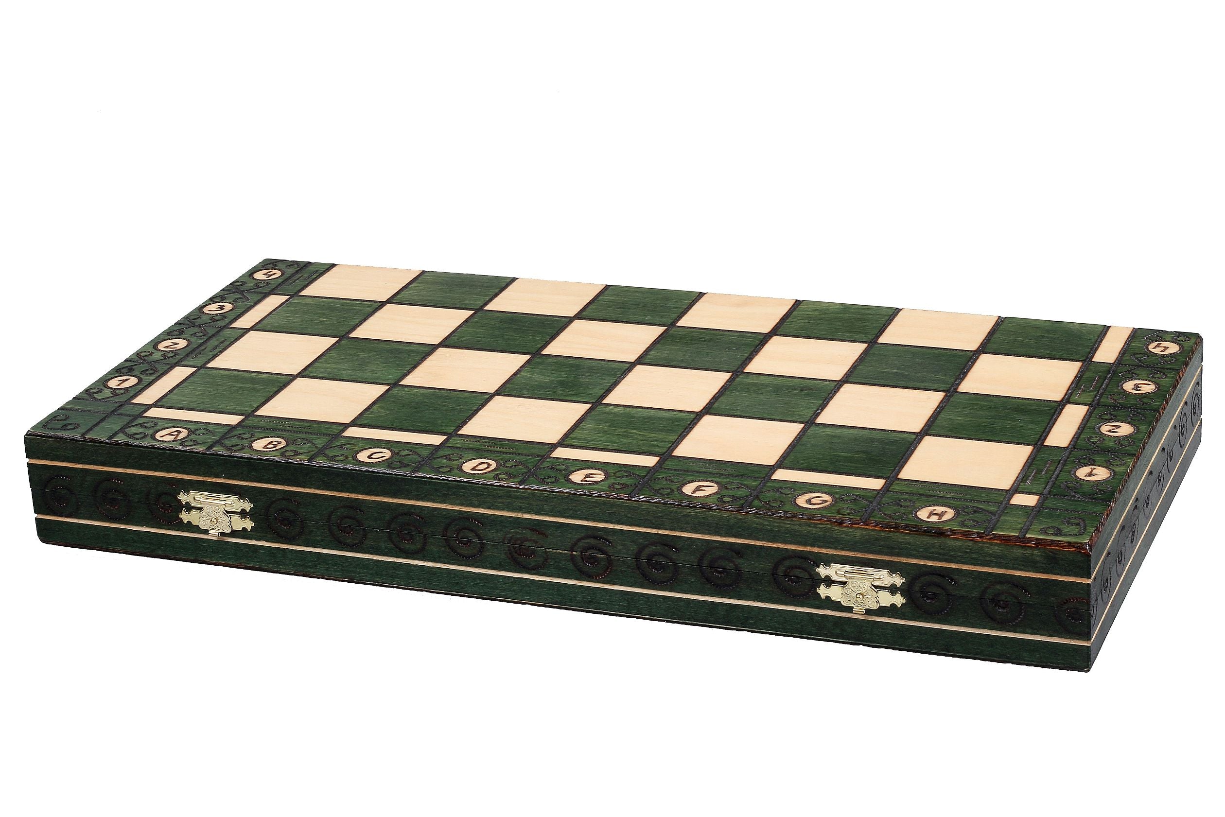 Ambassador Green Chess Set 54x54cm - Wooden with Insert Storage – image 3