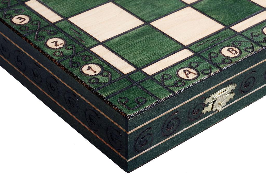 Ambassador Green Chess Set 54x54cm - Wooden with Insert Storage – image 4